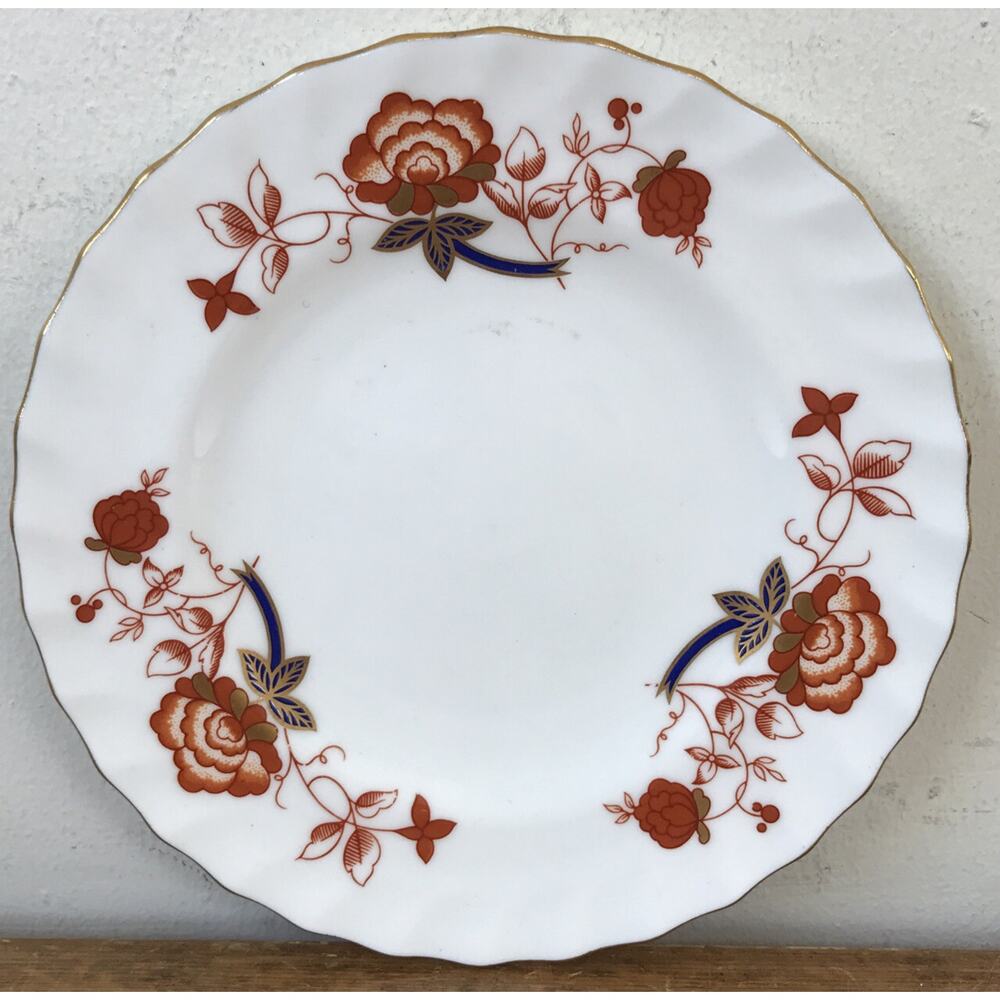 Vtg Antique Royal Crown Derby Bali Swirl Imari Porcelain 6.25" Bread Plate